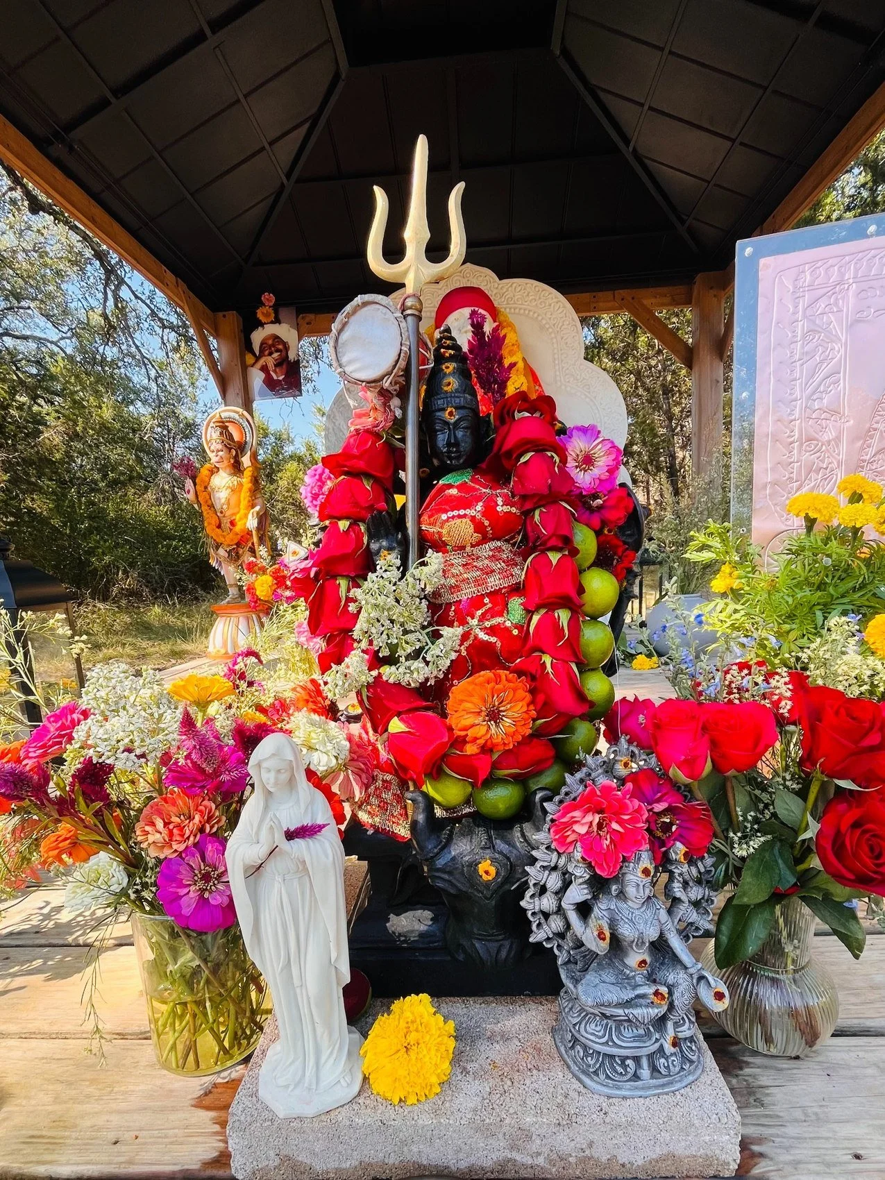 The Divine Mother adorned with flowers at Paramashiva