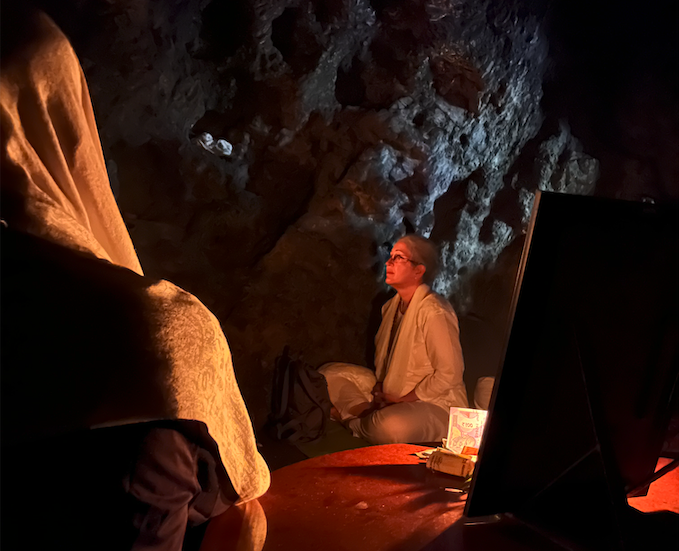Ramakrishna and Bhramari seated in spiritual practice