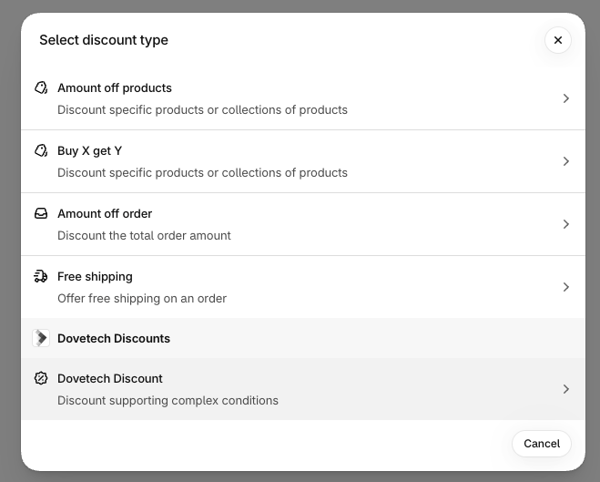 Select discount type