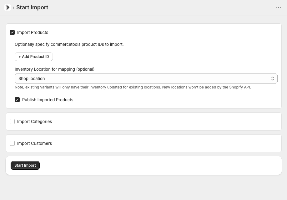 Start Import