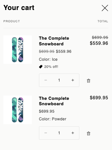 Cart with line item discount