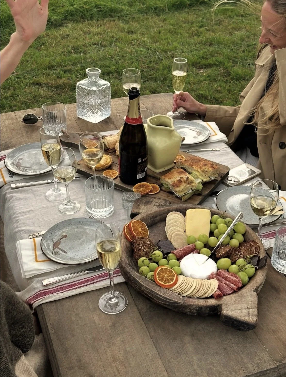 Private picnic on the paddocks at Boscobel Estate with local cheeses, wine and countryside views