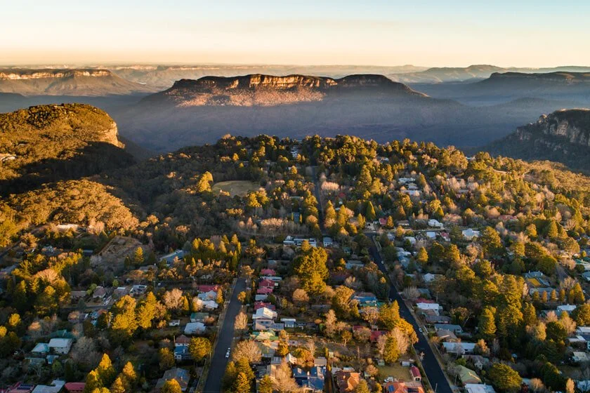 Leura village Blue Mountains aerial view