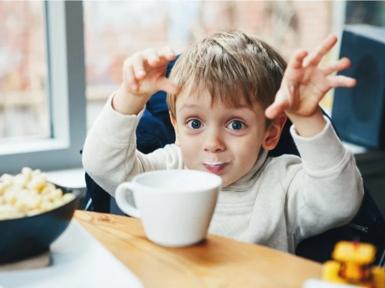 Kid with milk mustache