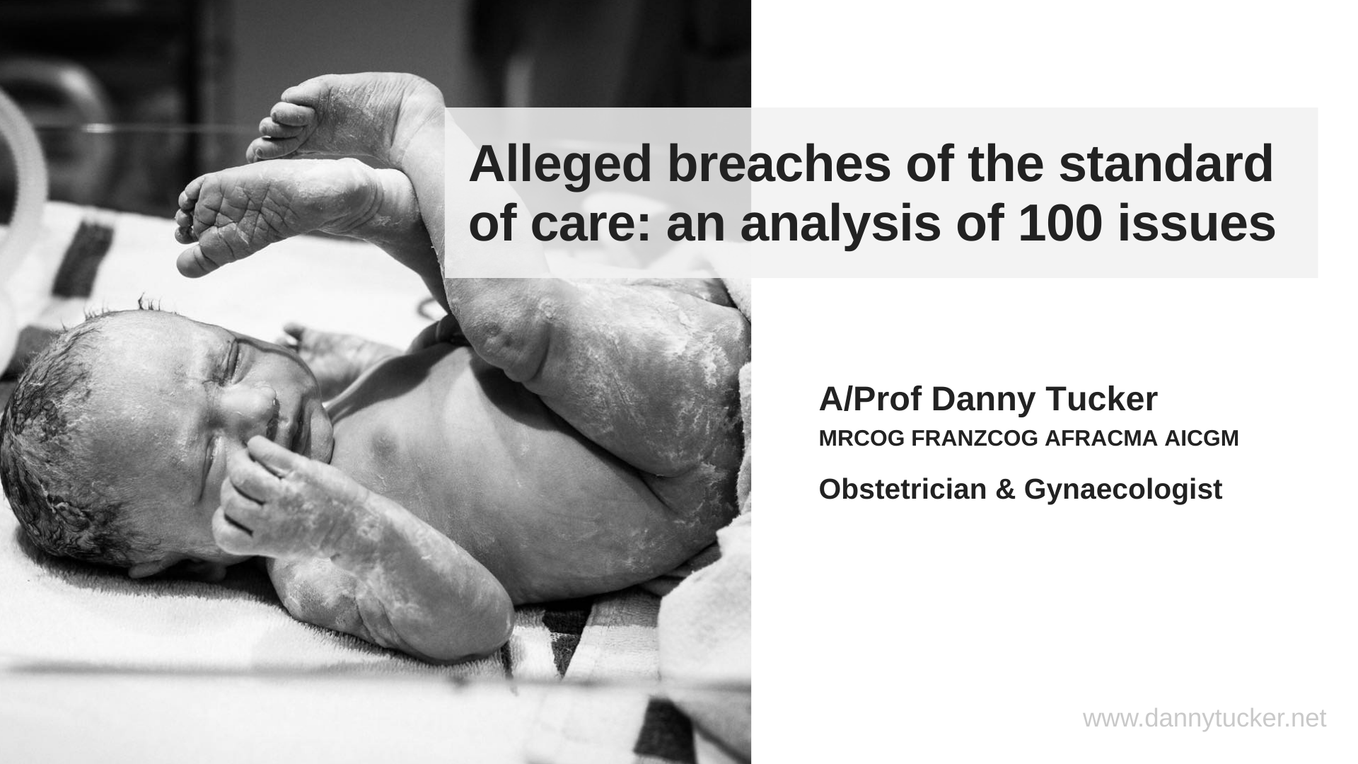 Title slide - Analysis of Alleged Breaches of Care in Obstetrics