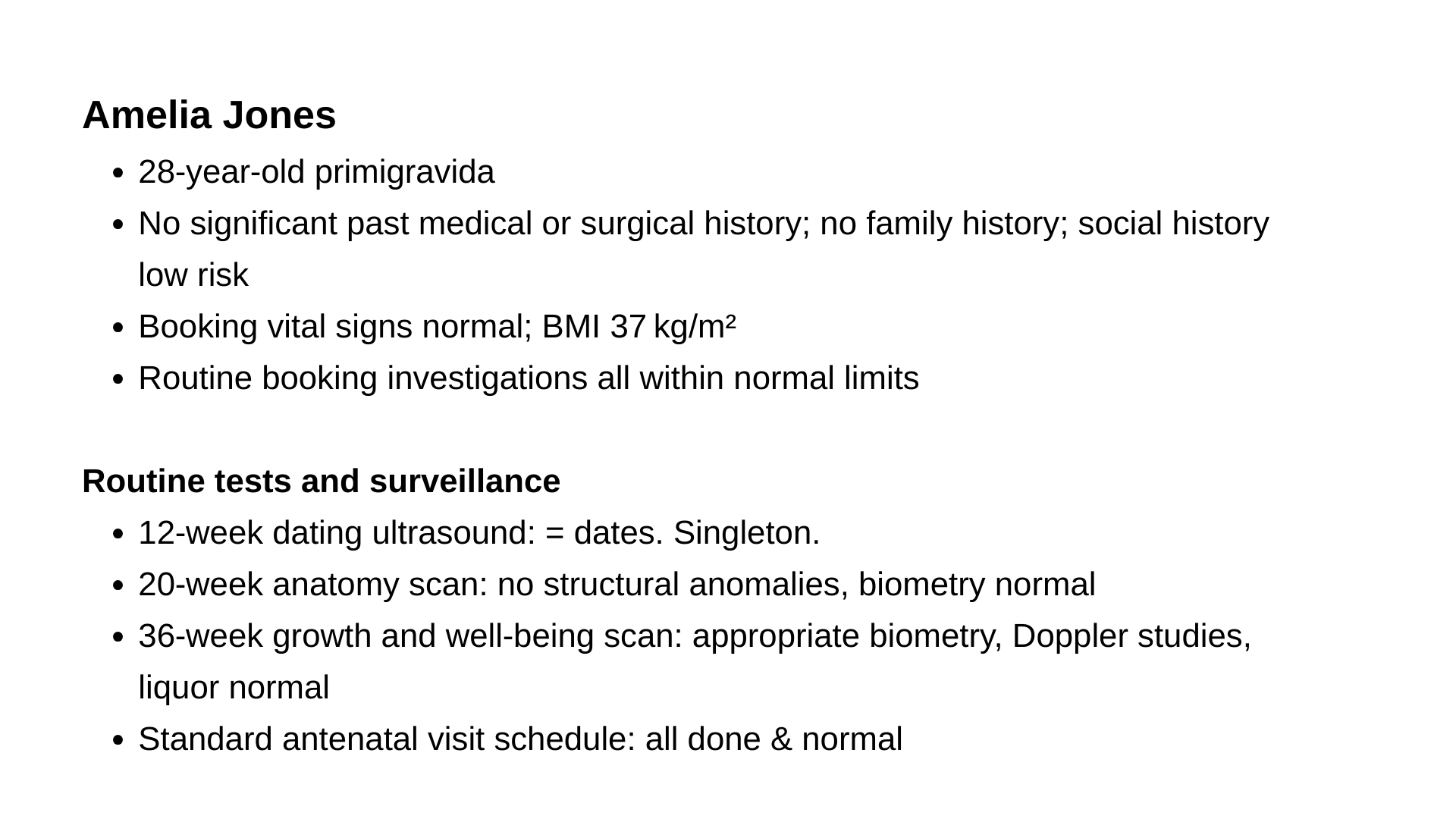 Additional patient background information