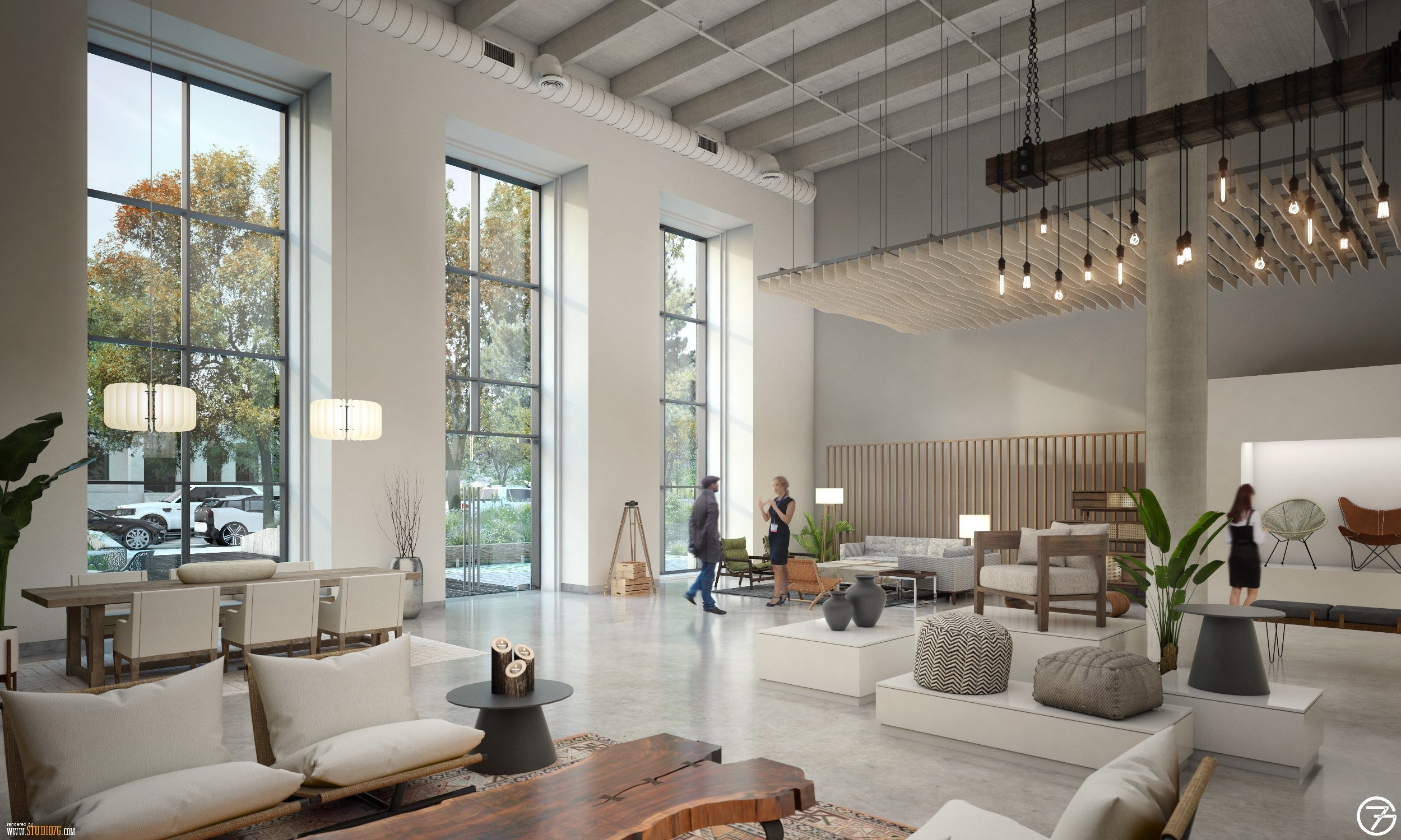 rendering of retail interior at 575 S Broadway
