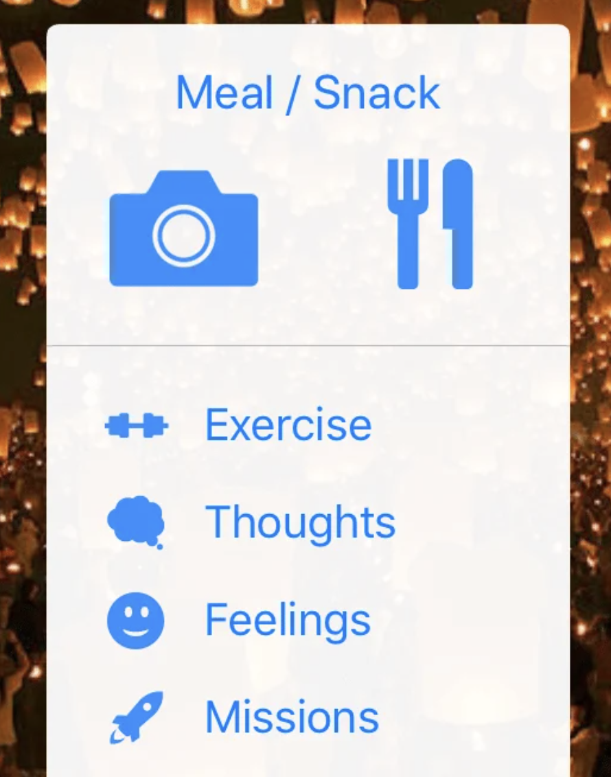 The Nourishly app showing a daily food and wellness log