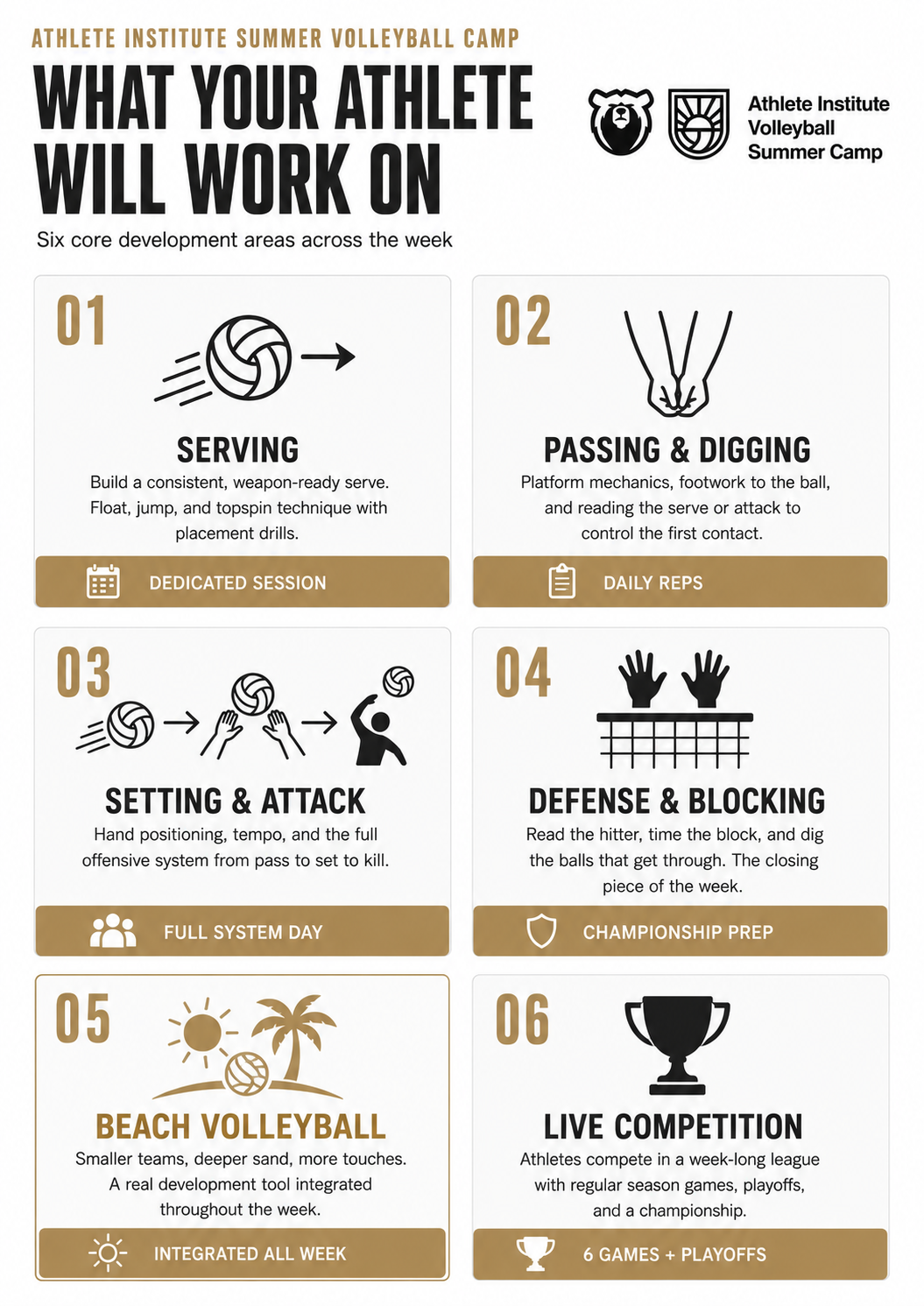 What your athlete will work on at Athlete Institute Summer Volleyball Camp