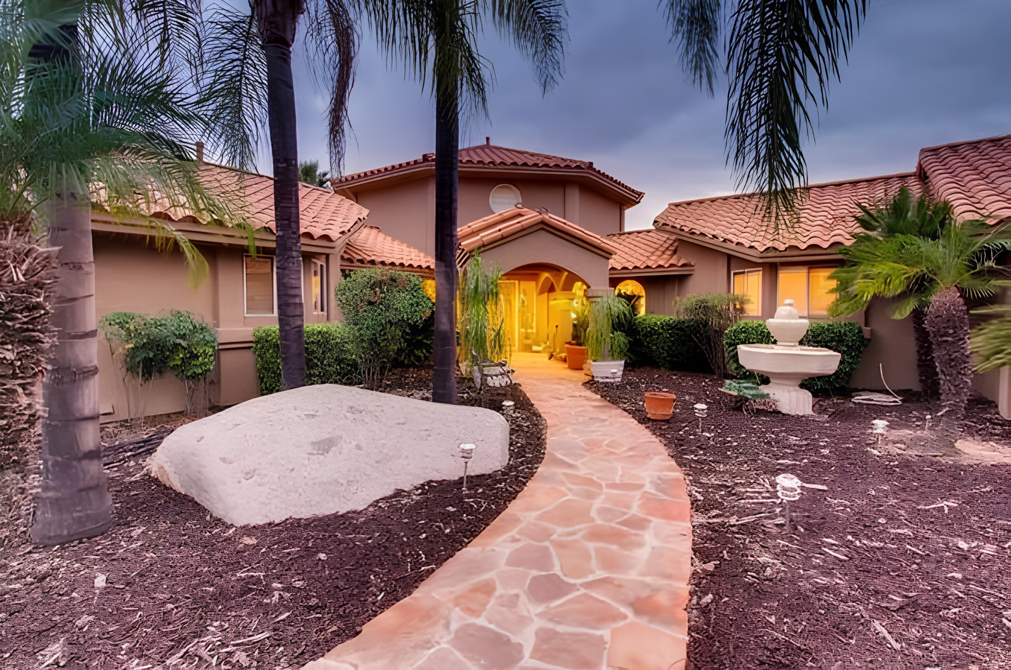 Exterior home prepared for a gathering