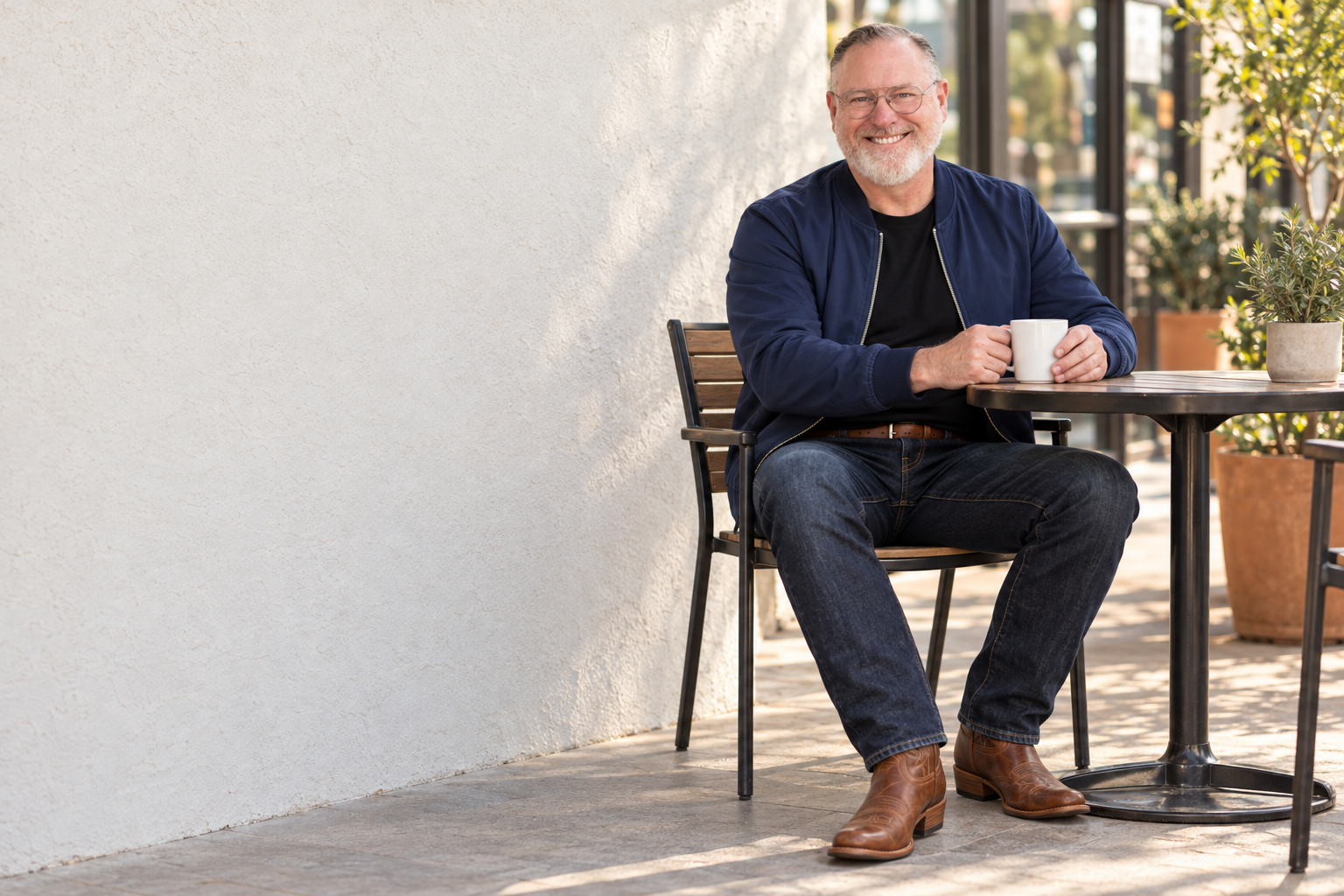 Scott Reib, America's Legal Coach, in a navy bomber jacket