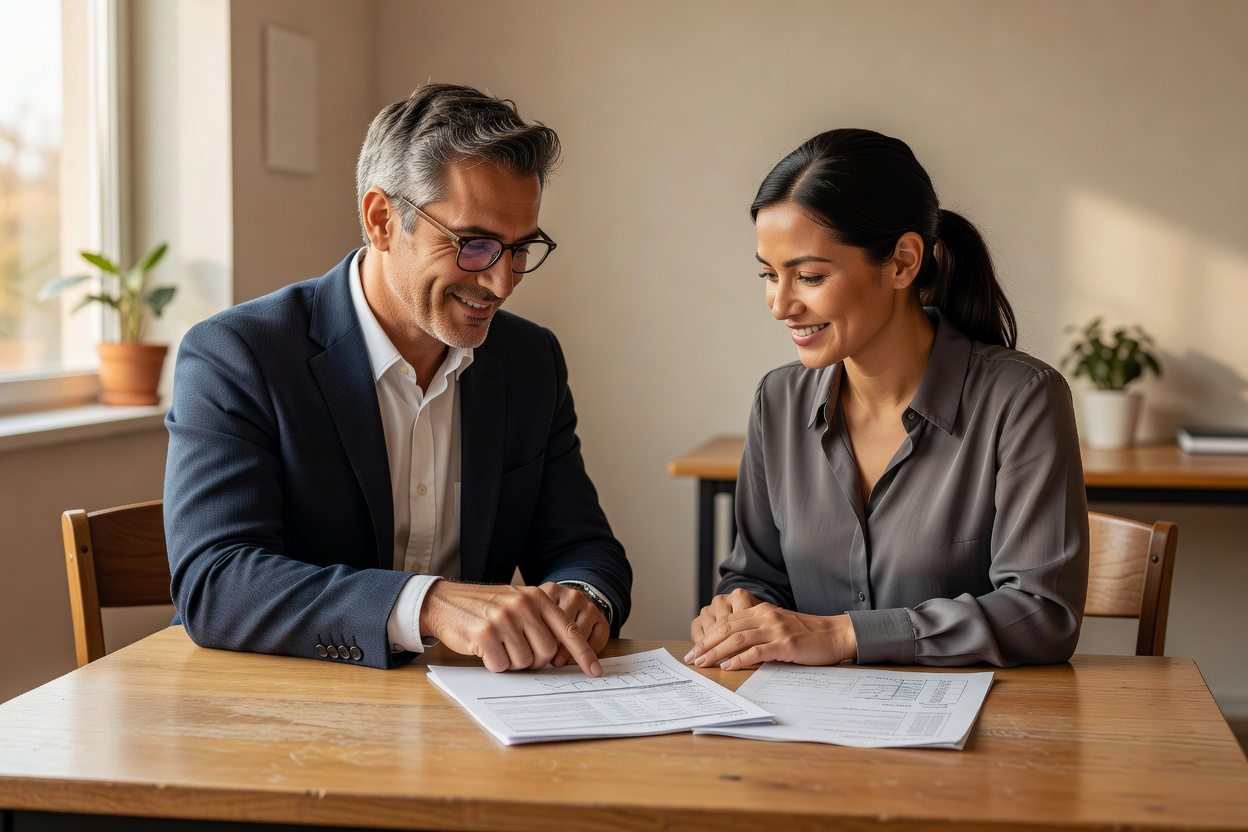 Business owner reviewing a legal roadmap with an advisor