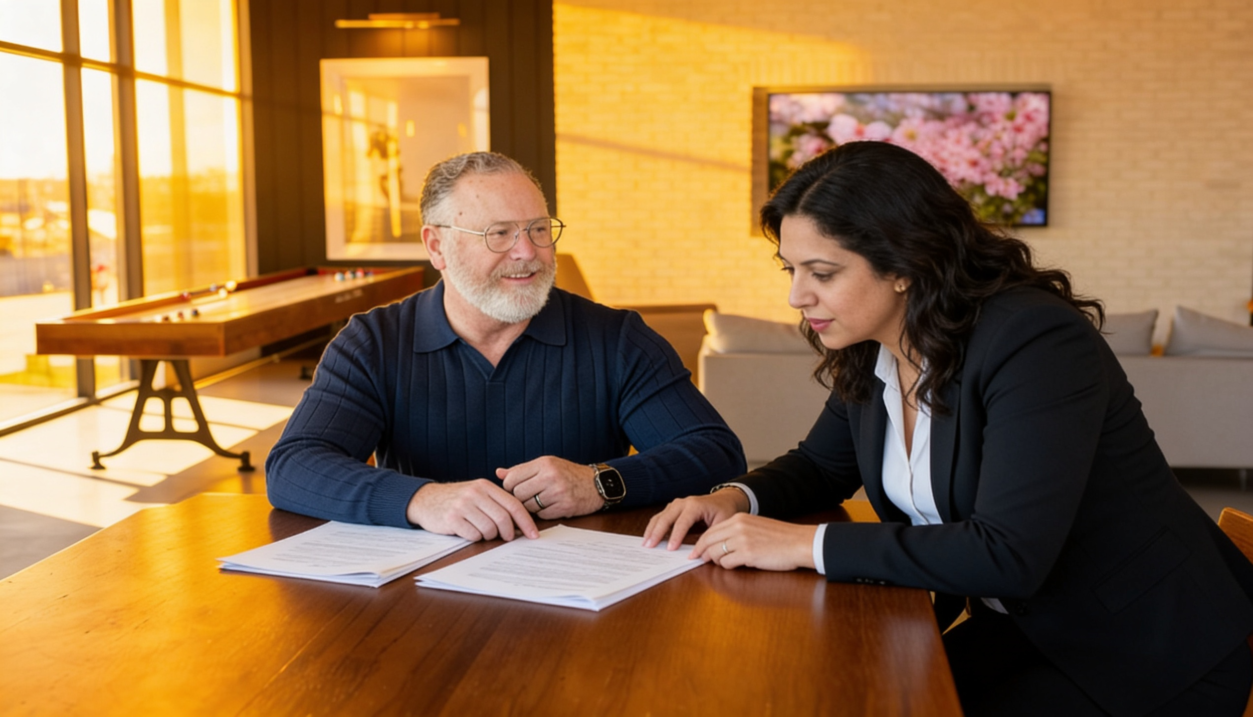 Scott Reib reviewing a legal strategy with a client