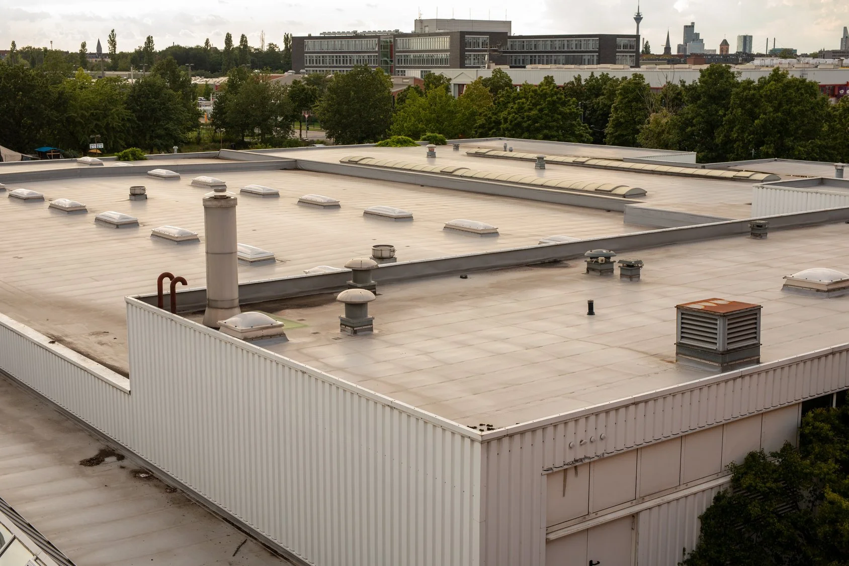 Flat roof of an industrial building