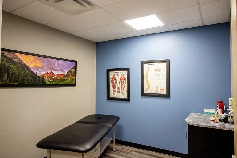 Exam room at Mountain View Pain Center Academy, Colorado Springs