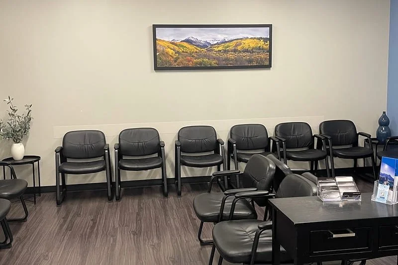 Waiting room at Mountain View Pain Center Lowry, Denver