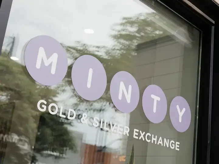 The MINTY Gold & Silver Exchange logo on the shop window