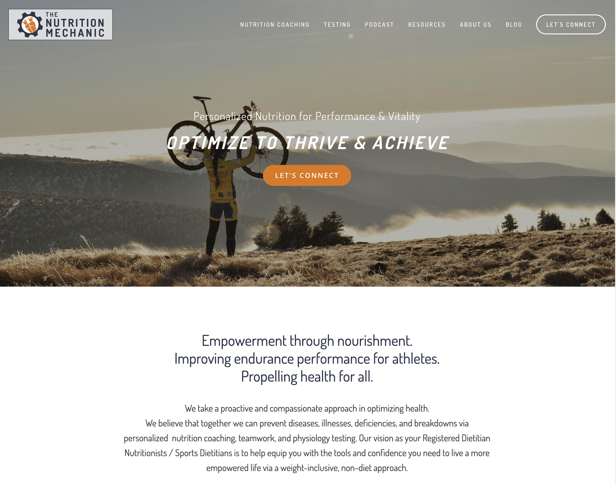 The Nutrition Mechanic website design