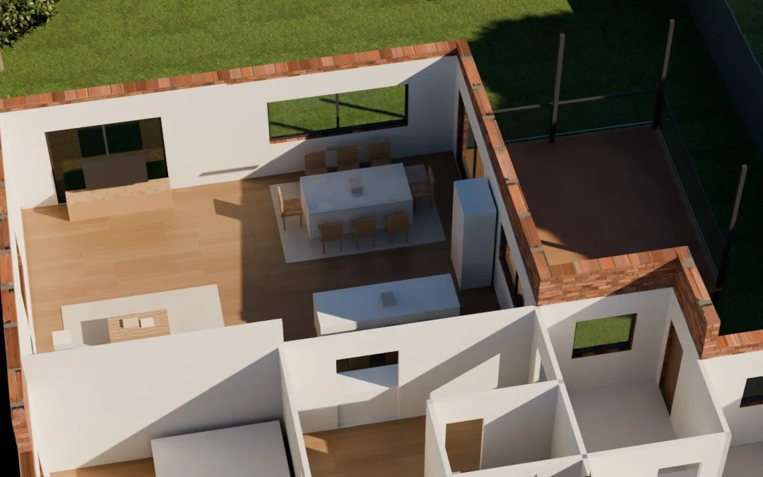 A cutaway of a demonstration home, room by room