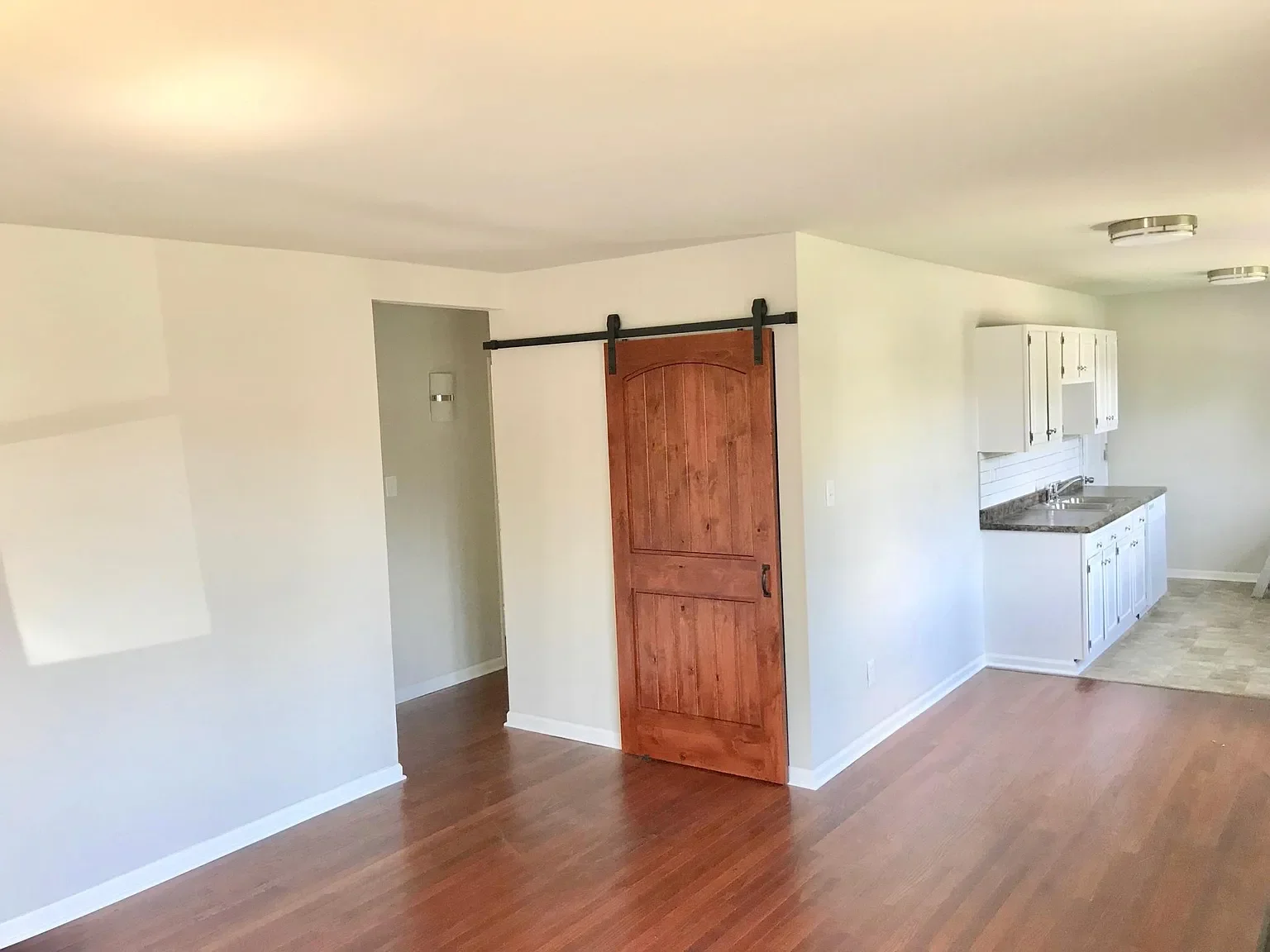 NW Indiana single-family house interior with barn door