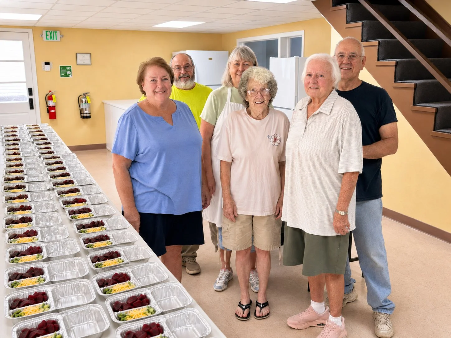 Robinson Springs Loaves and Fishes volunteers with prepared meals
