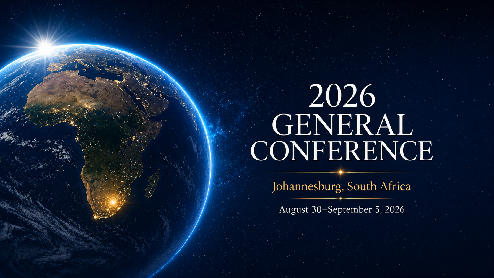 2026 General Conference, Johannesburg, South Africa, August 30 through September 5, 2026