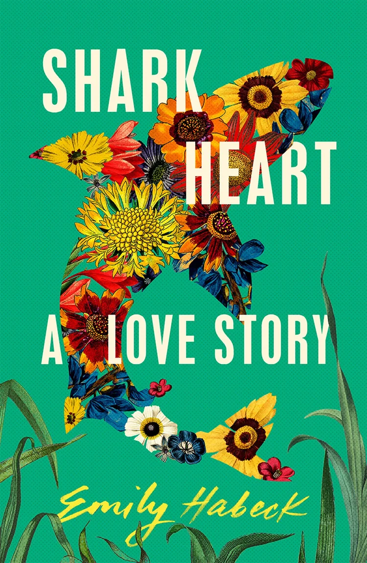Book cover with shark outline filled with flowers