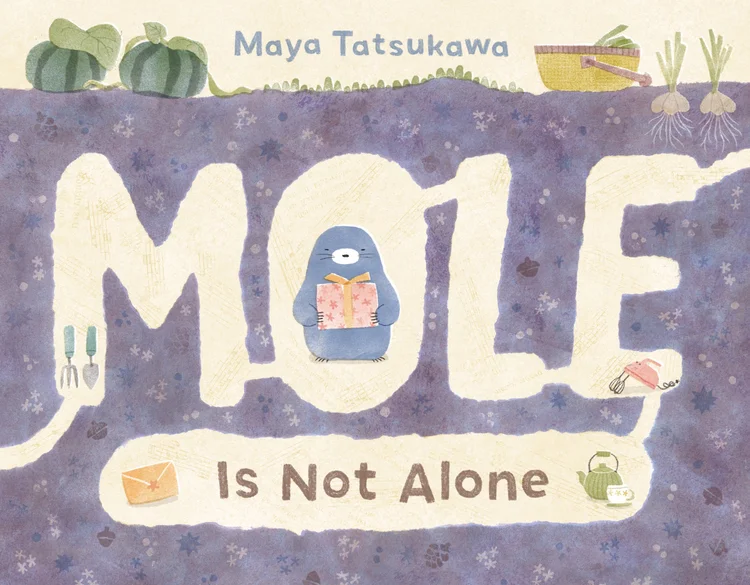 Book cover showing a small blue mole in a network of underground tunnels; text: "Mole Is Not Alone"