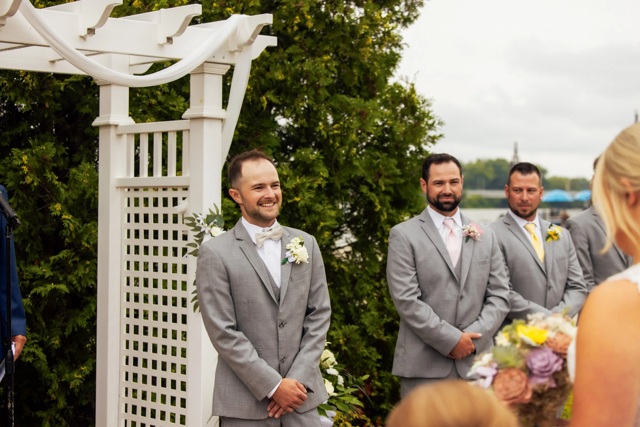 Noah and Jenna walking together after their wedding ceremony