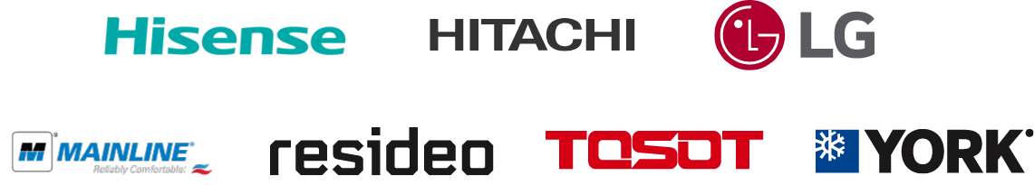 Hisense, Hitachi, LG, Mainline, Resideo, Tosot, York