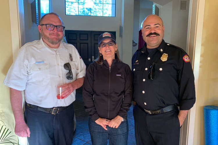 Photo of Adam Ball, Oakland Fire Inspector Supervisor; Joelle Fraser, Firewise Lead; and Javan Smith, Oakland Assistant Fire Marshal. 