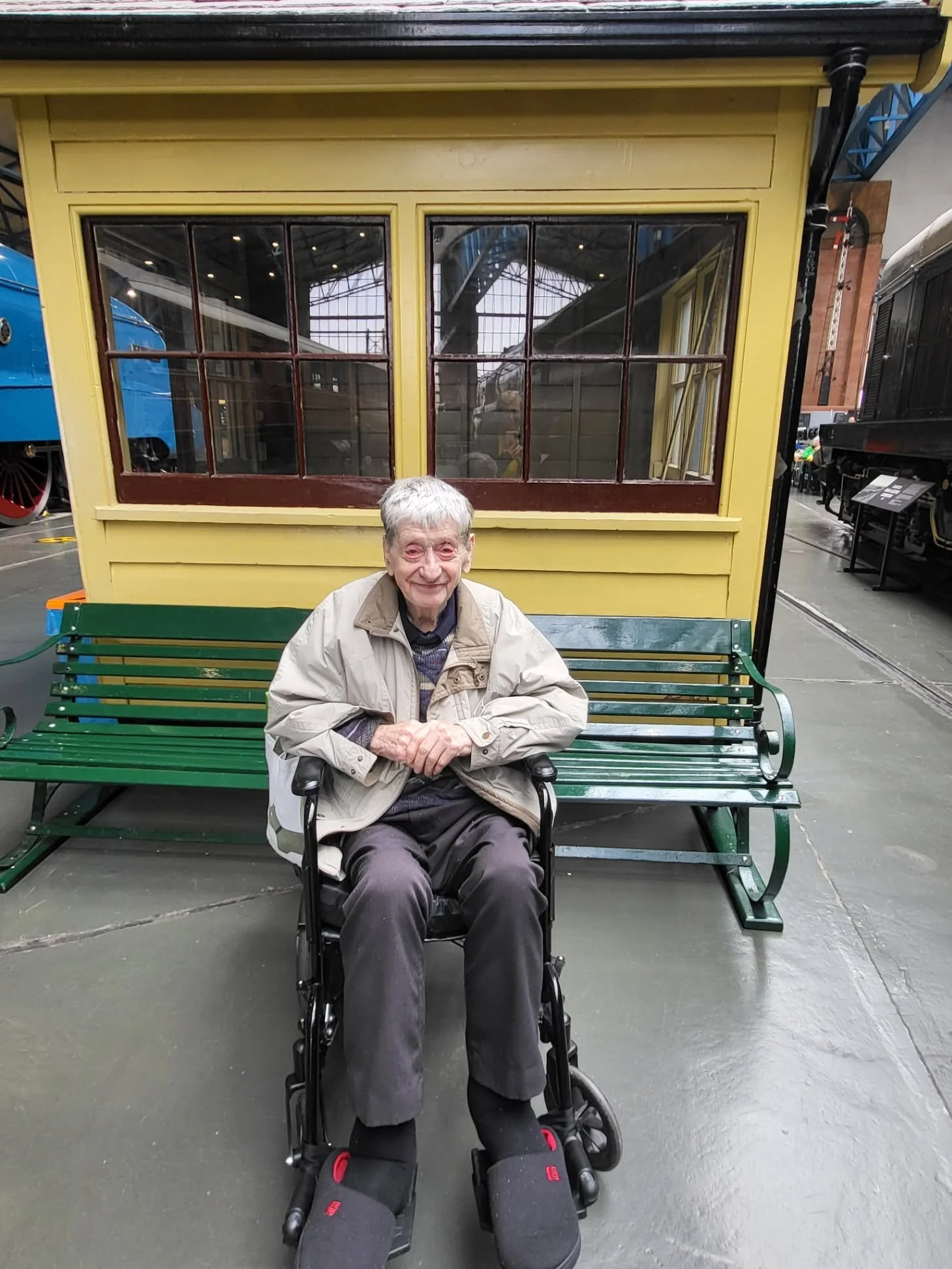 Peter by a signal box at the National Railway Museum in York