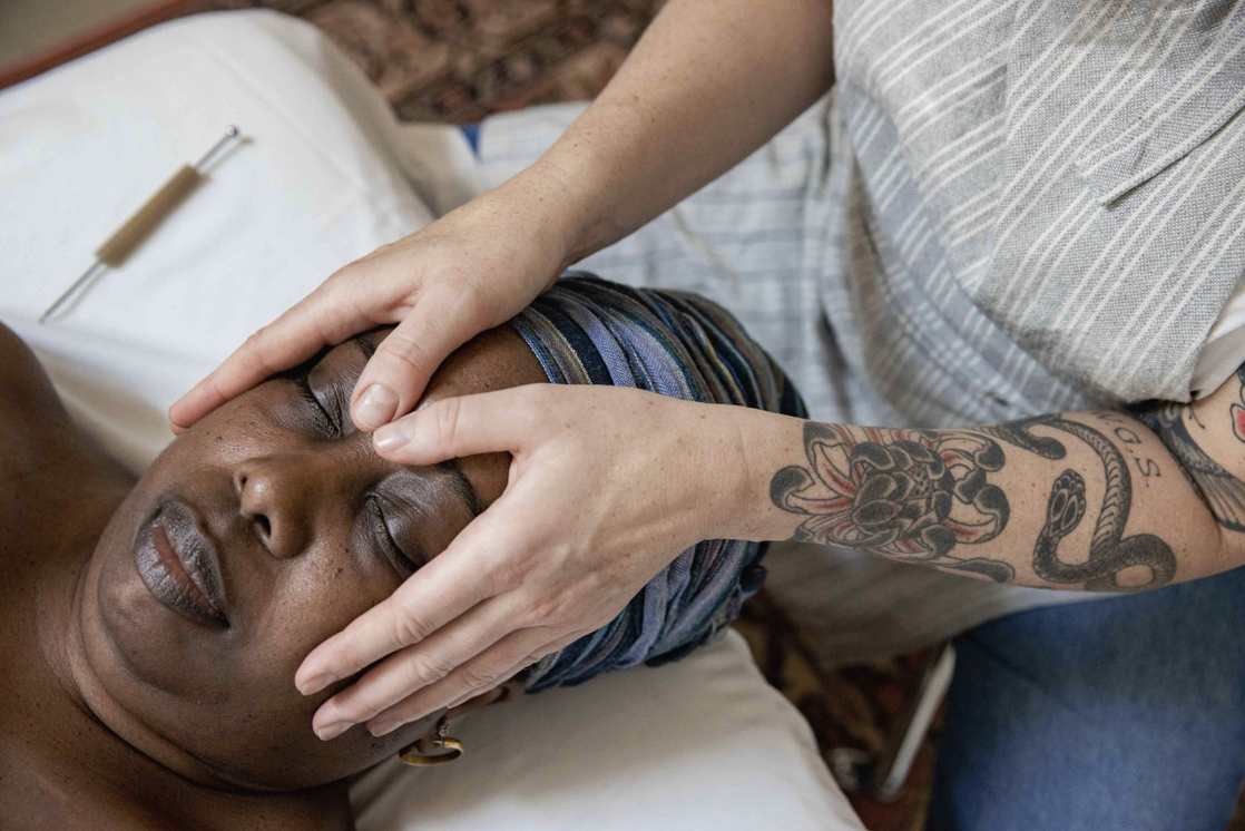 Gentle facial massage treatment