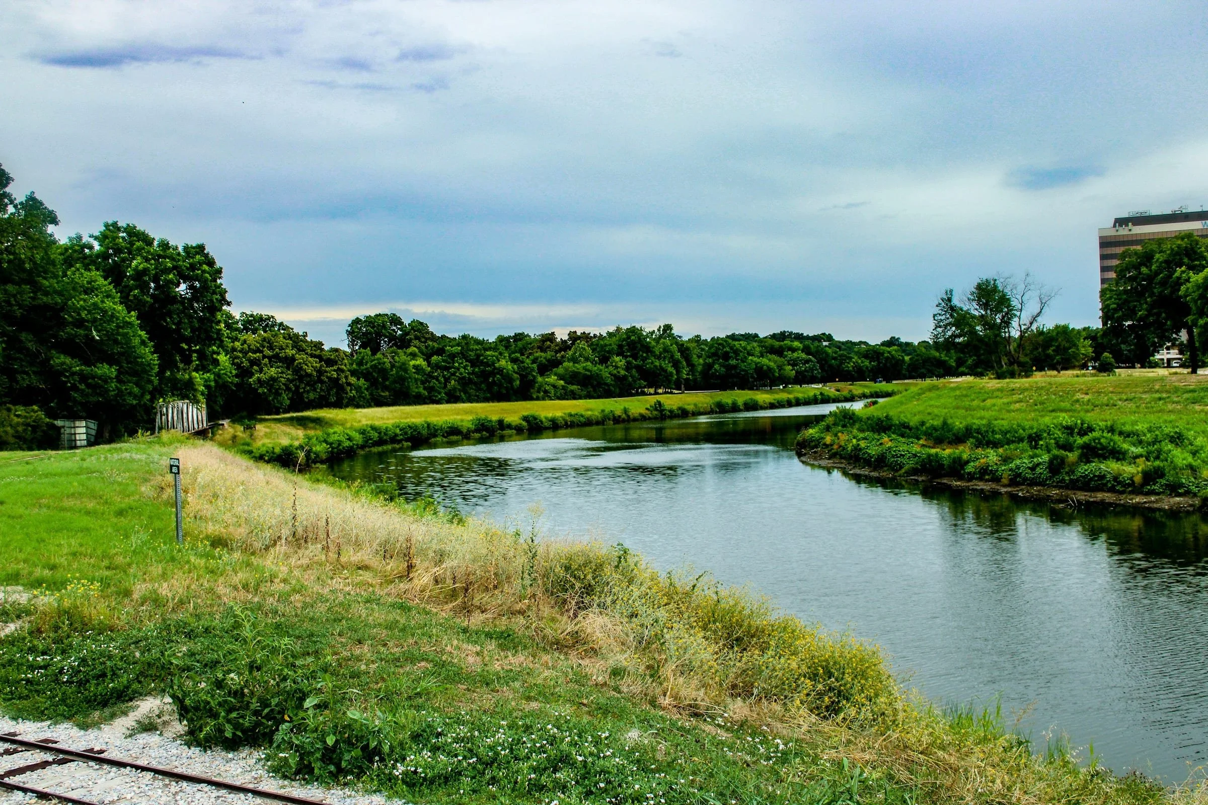 Trinity River through the green Trinity Trails corridor in Fort Worth.