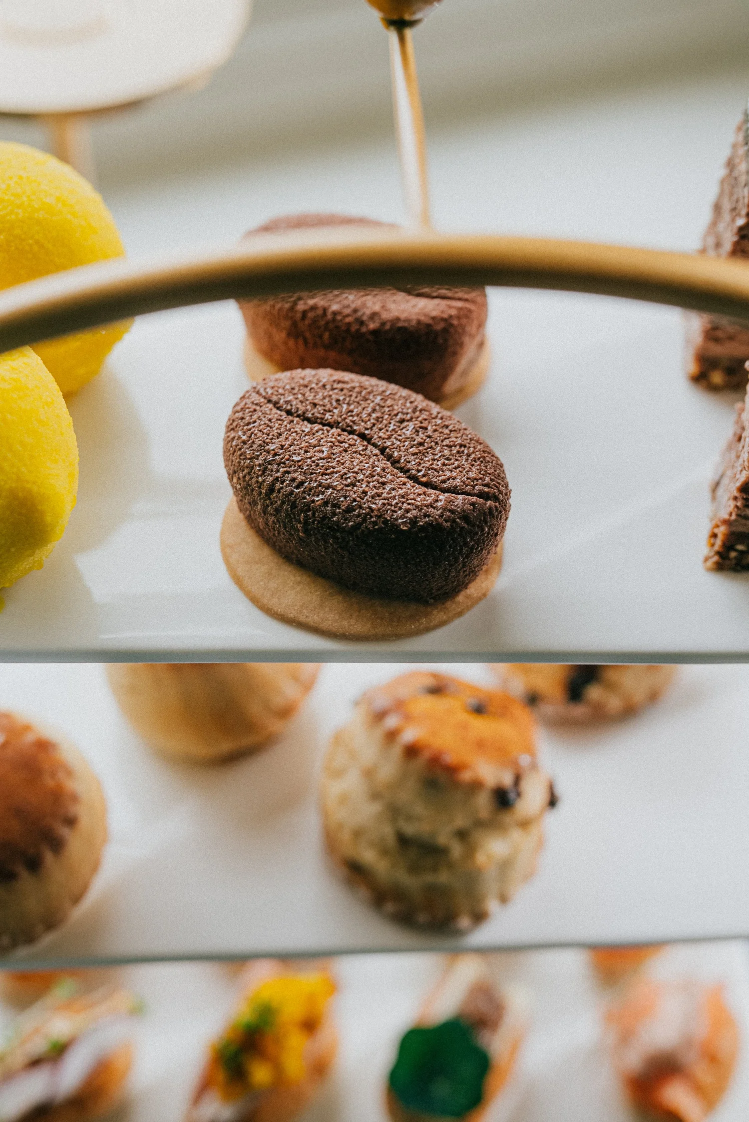 Pastries and scones on the afternoon tea stand