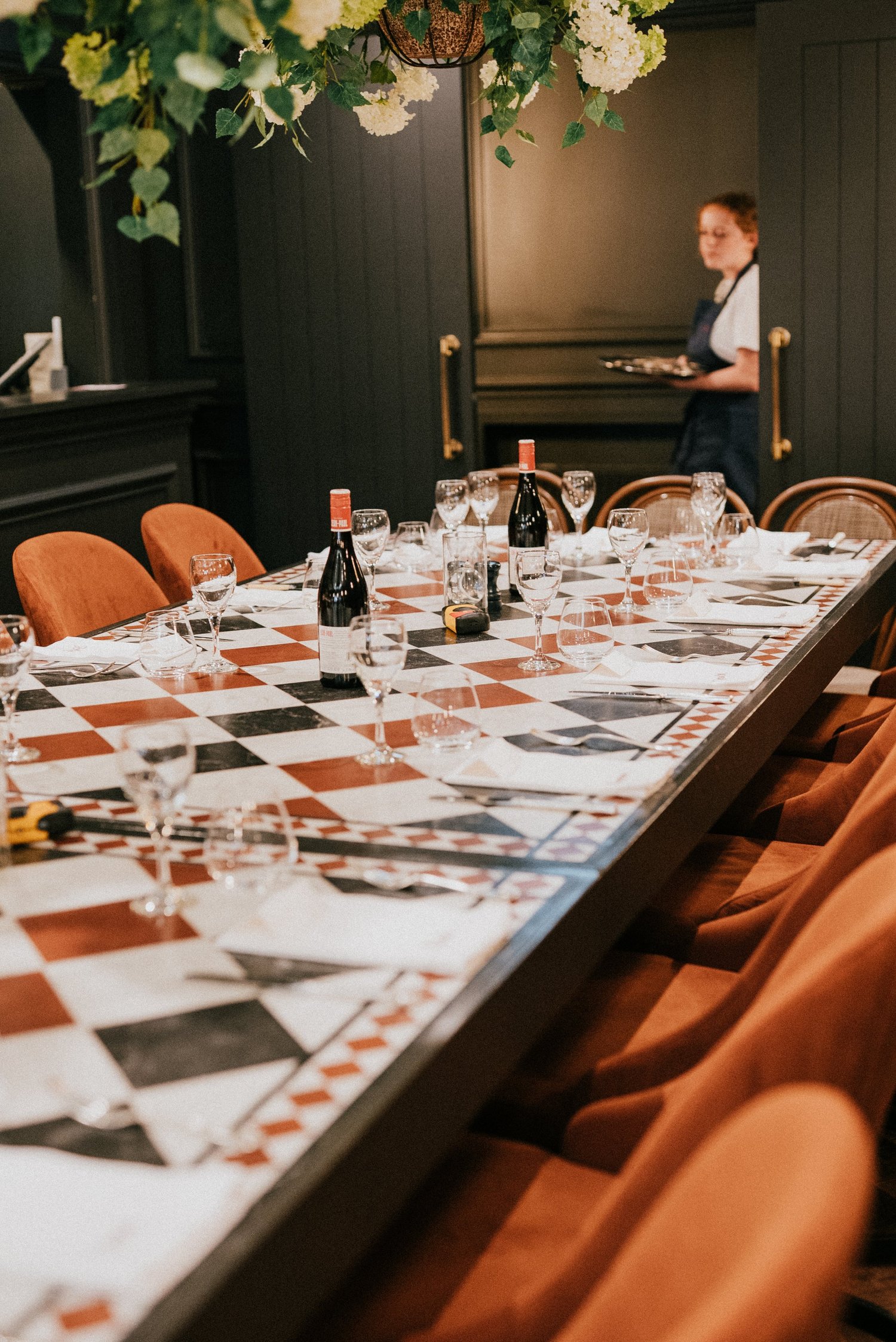 The Cellar being set for a private dinner