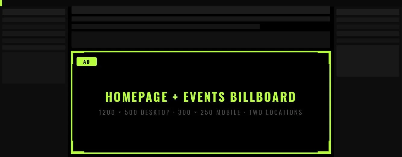 Homepage and Events Billboard placement preview