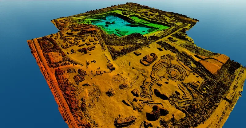 3D point cloud model of stockpile with elevation coloring