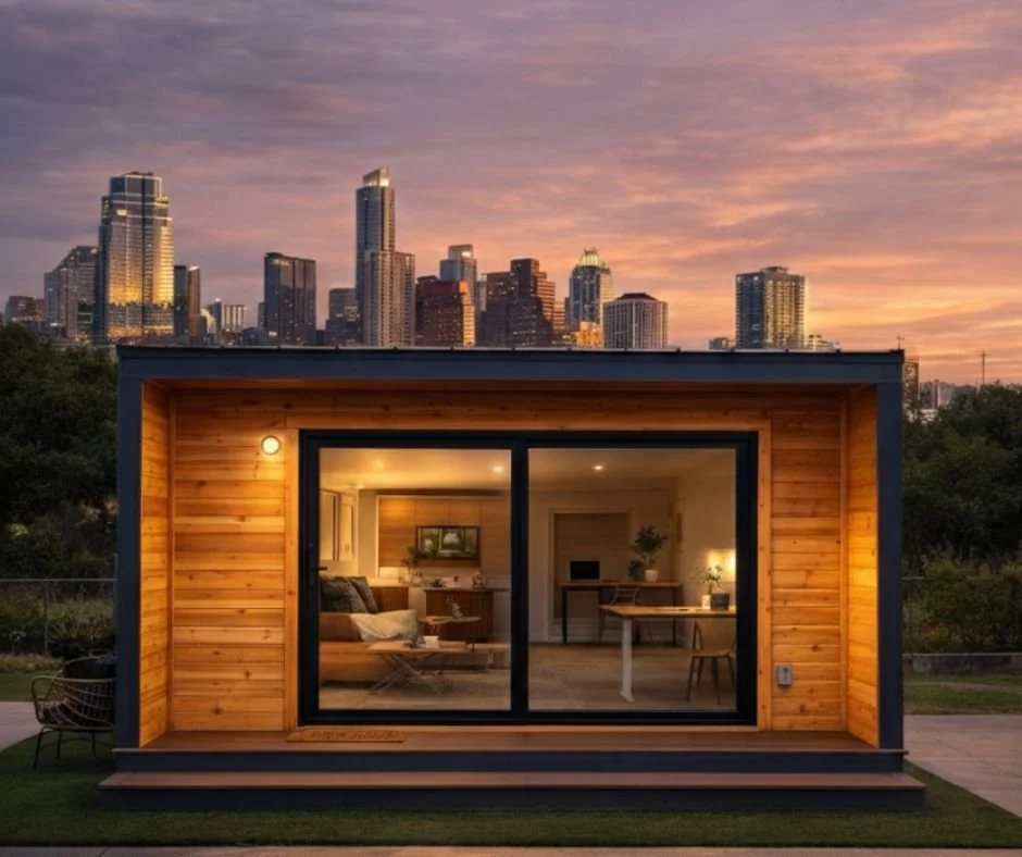 Exterior of a finished Backyard Pod office