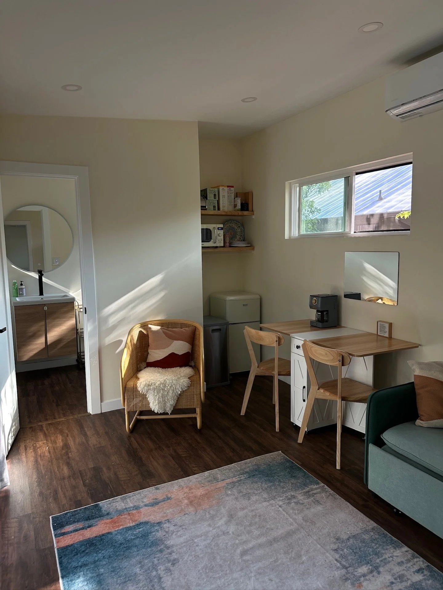 ADU interior with kitchenette and bathroom
