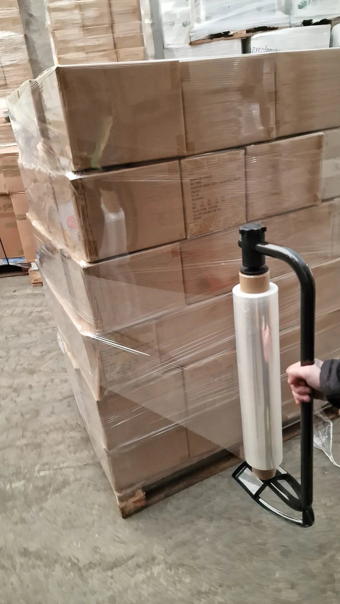Logistics pallets wrapped with Goliath sustainable stretch film for UK supply chain stability