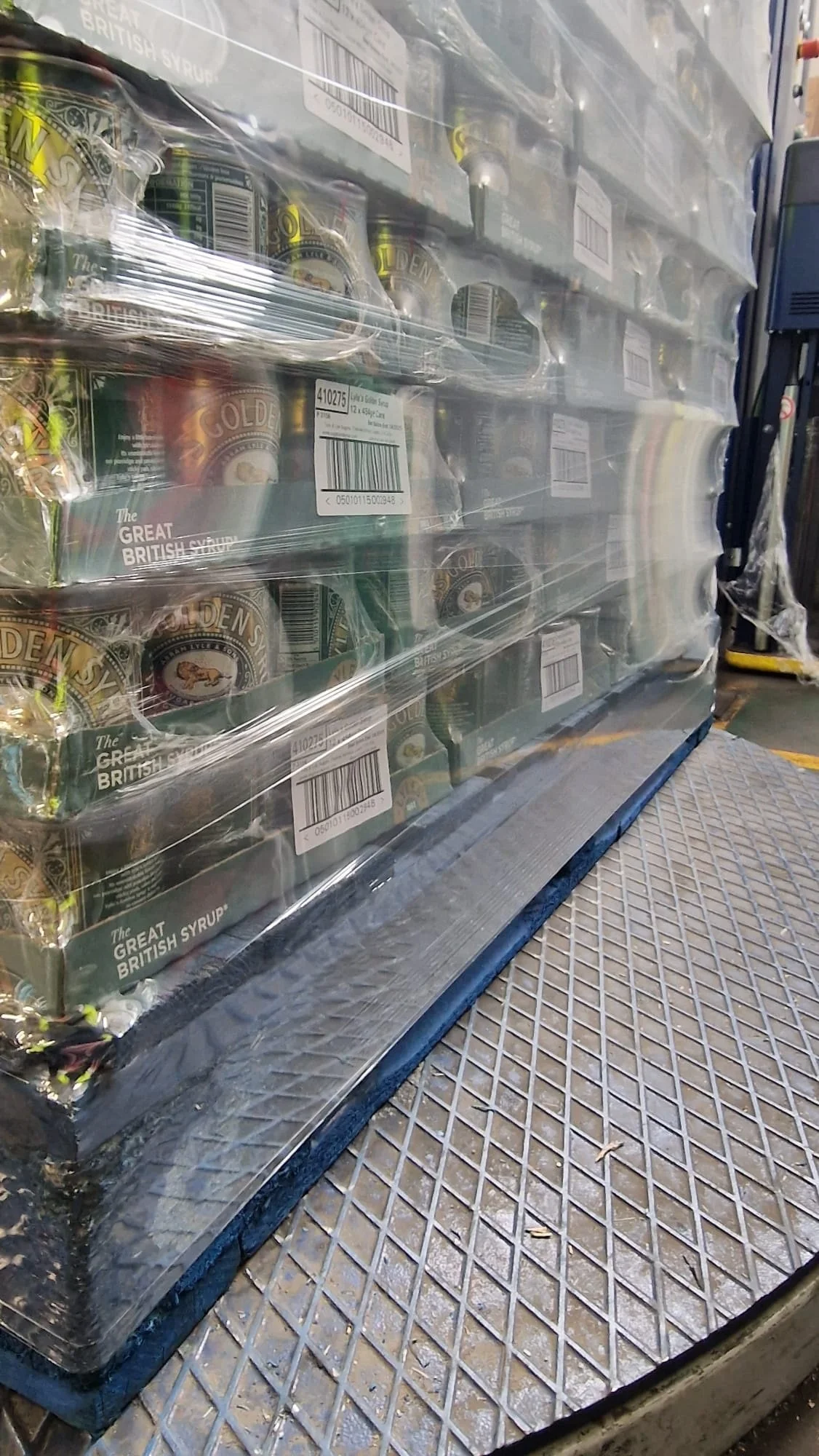 Sustainable pallet wrap securing food industry pallets safely