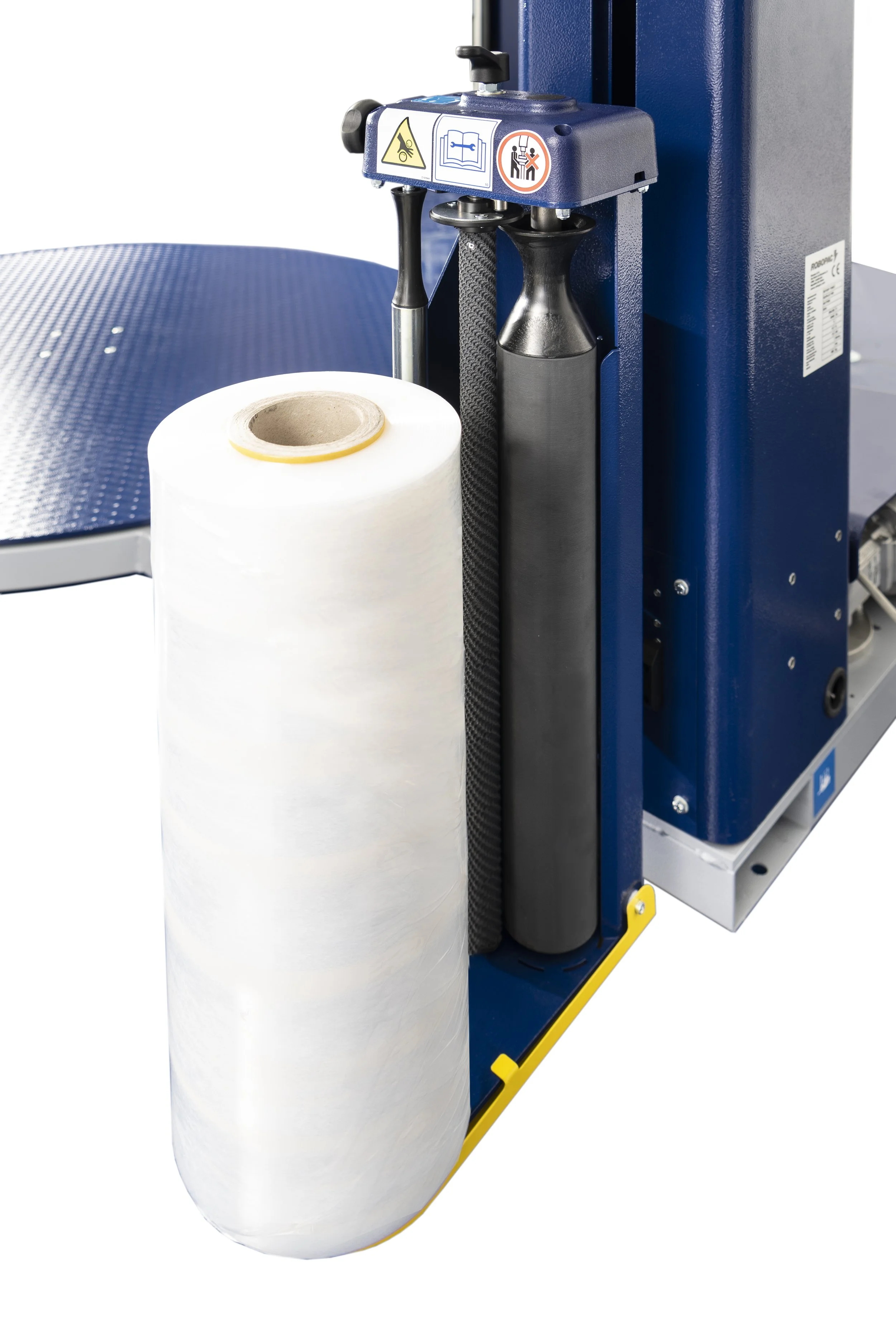 Entry level turntable pallet wrapper tension carriage