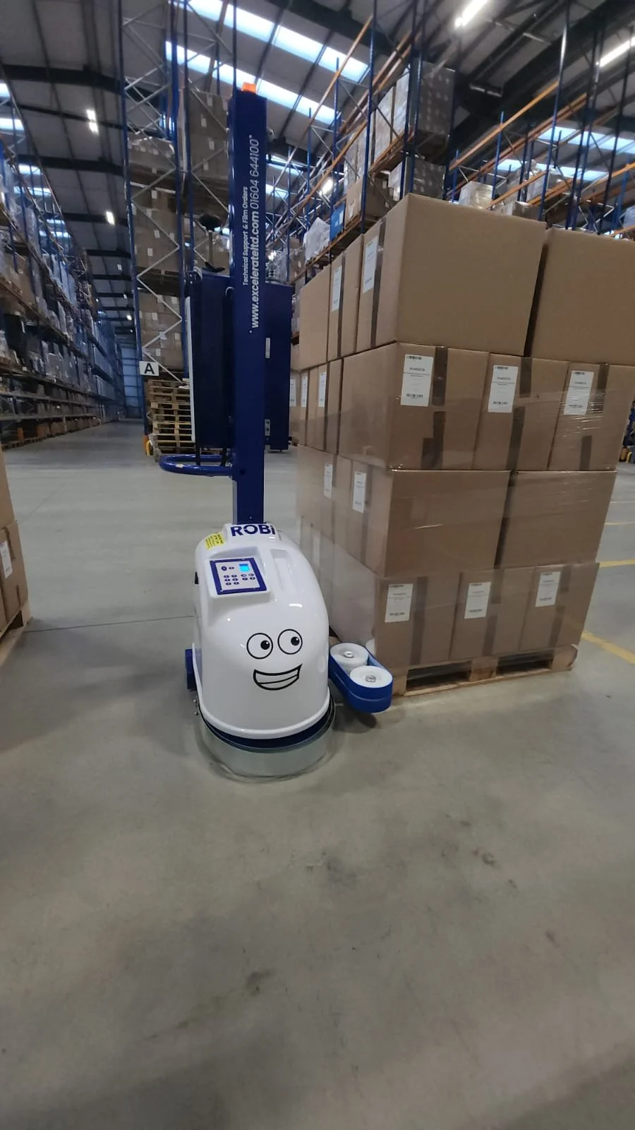 ROBi Mini robot pallet wrapper wrapping a pallet