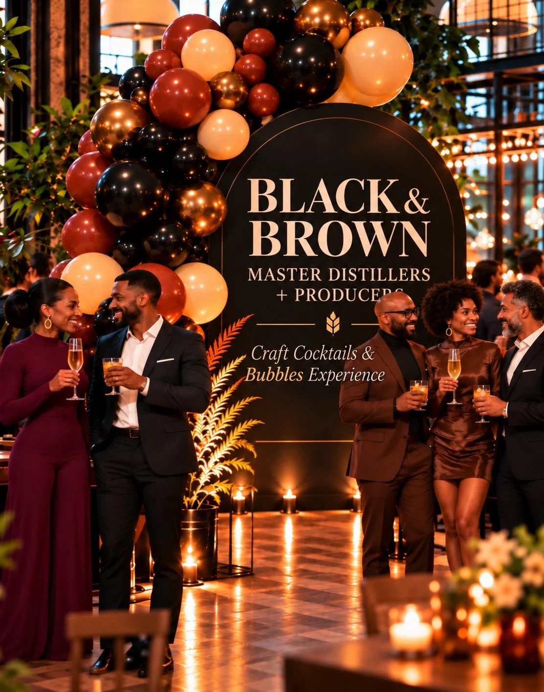 Black and Brown Craft Cocktails and Bubbles Experience celebration