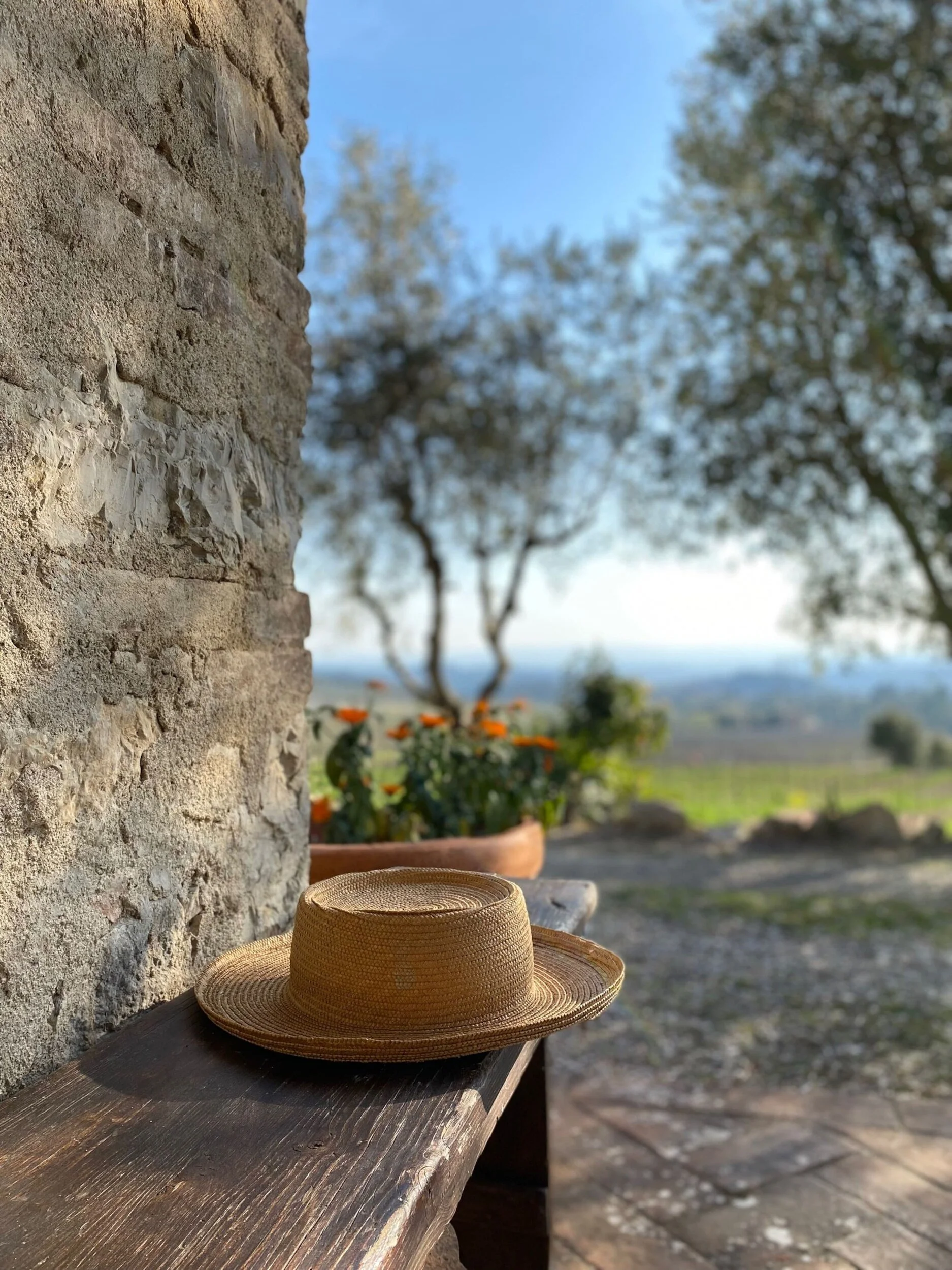 Breakfast and coffee overlooking the Tuscan landscape