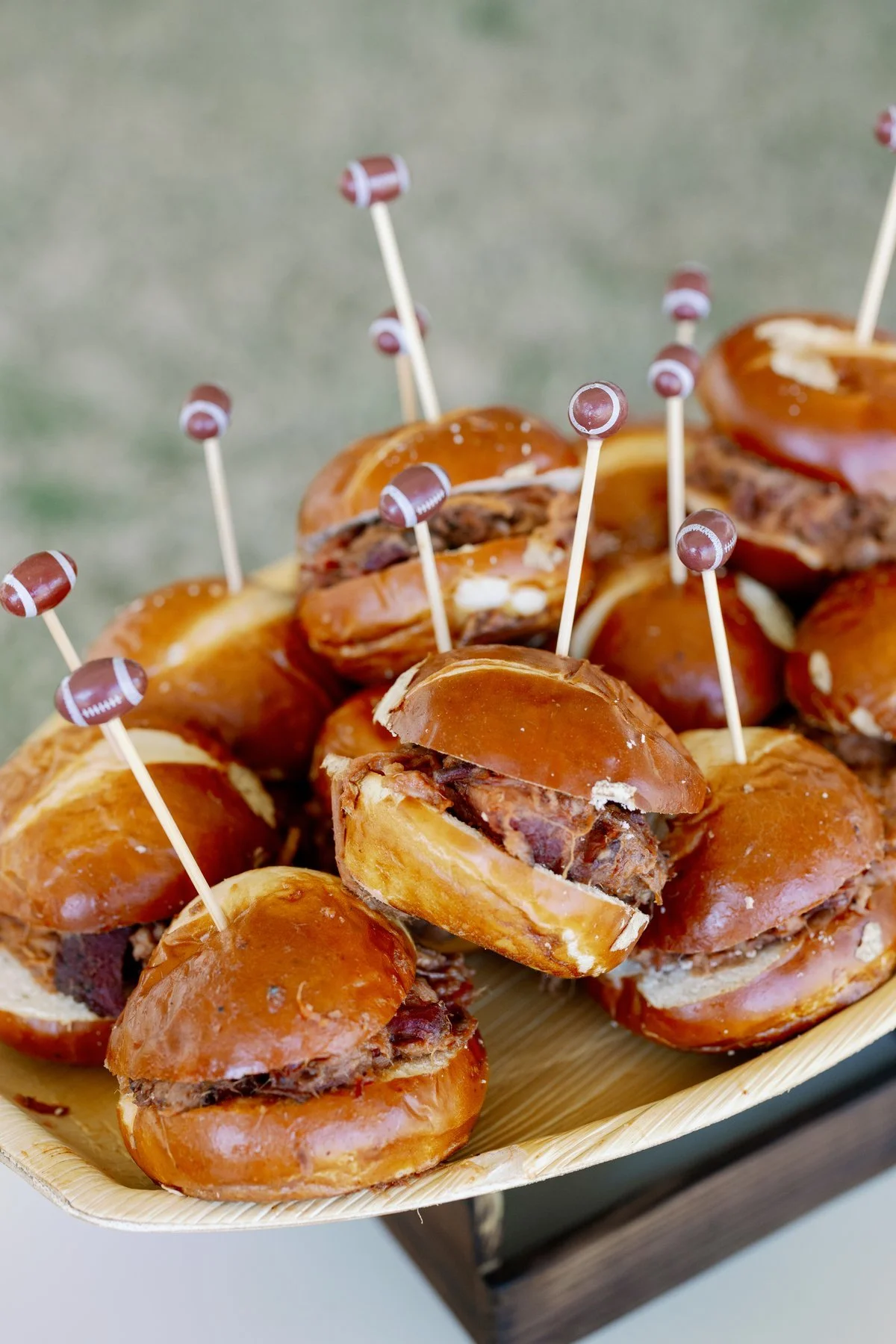 A platter of sliders at Brenna and Brett’s baby shower.