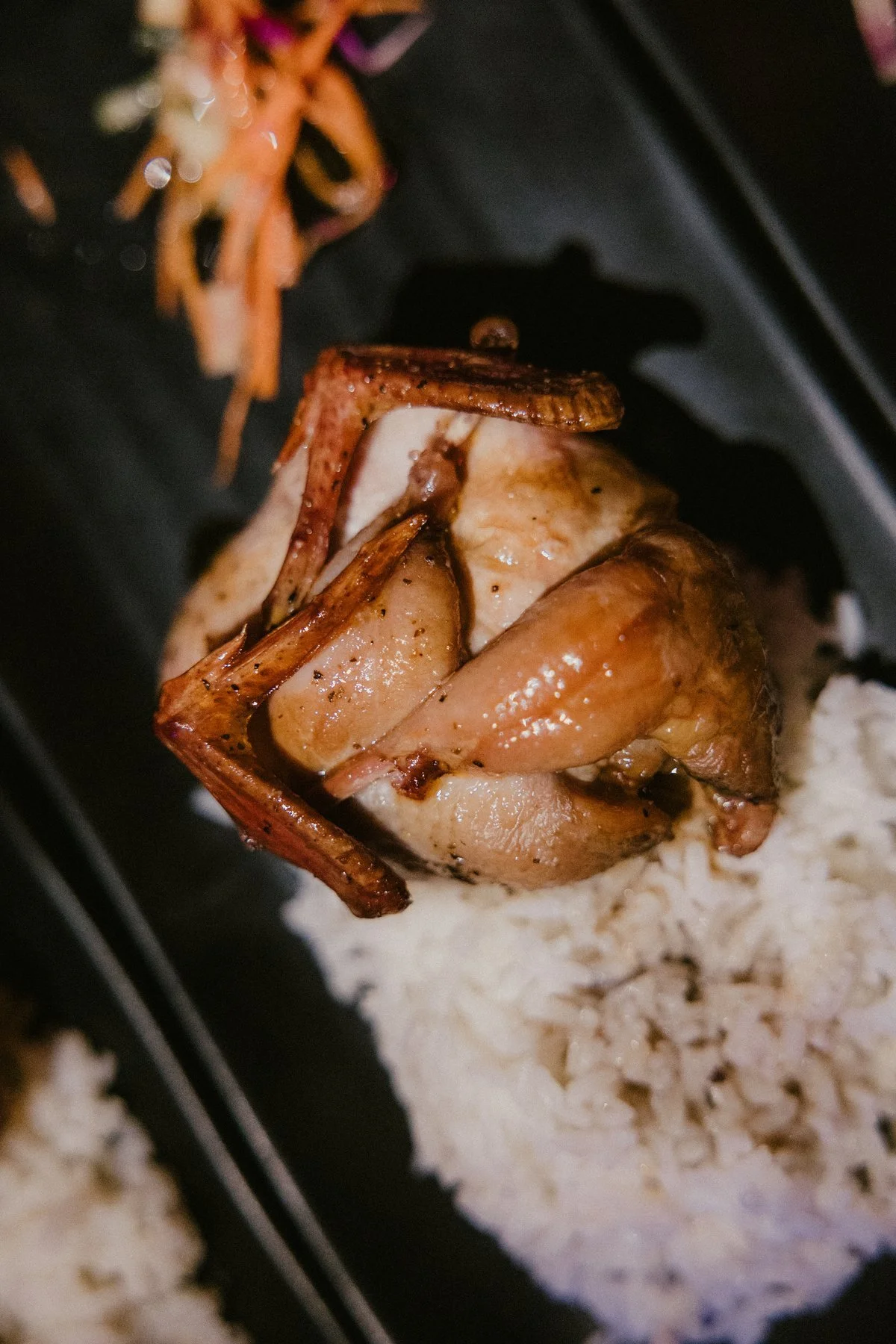 Chef Mike Angelo Torres’s Chorizo Rice Stuffed Quail at Duett’s.