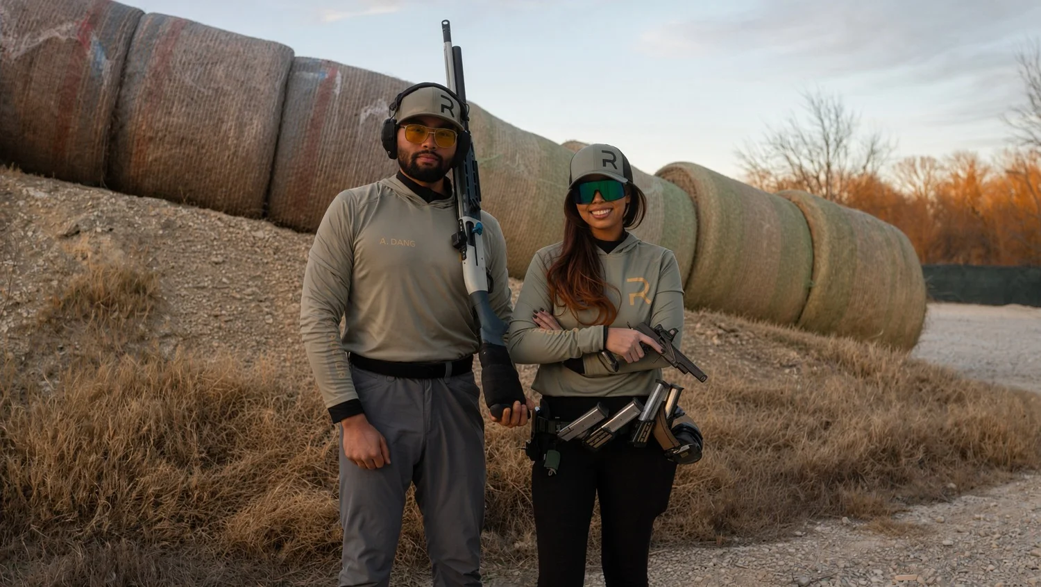 Andy Dang and Jenn Tang, head instructors of Rooftop Shooting Academy, at Rooftop Shooting Range in Trenton, TX