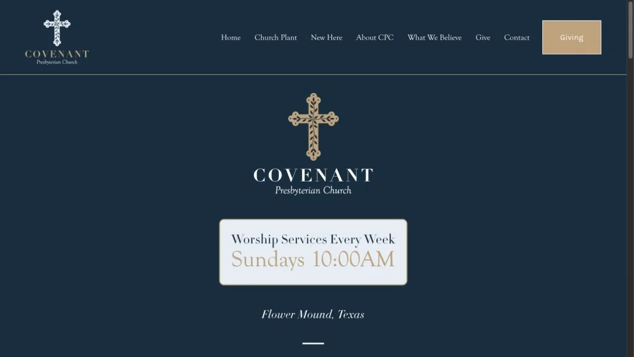 Covenant Presbyterian Church website designed by Howell Made Media